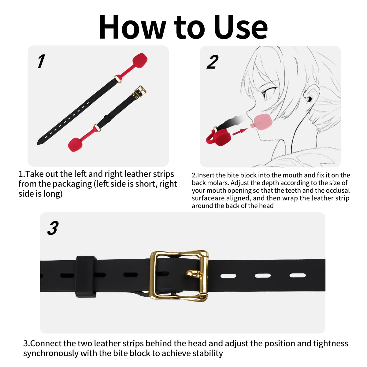 Open Mouth O-Ring Gag with Adjustable Leather Strap,Sex Mouth Plug,BDSM Fetish Restraints Bondage Gags &Muzzles Sex Toys for Couples: Red