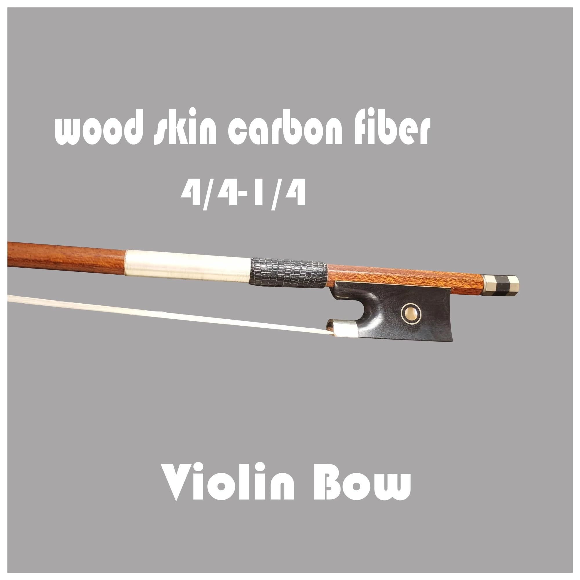 Pelle di legno Fibra di carbonio 4/4 Arco di violino Crine di cavallo bianco Rana di ebano Accessori for parti di violino 3/4 1/2 1/4(1 2 one pc)