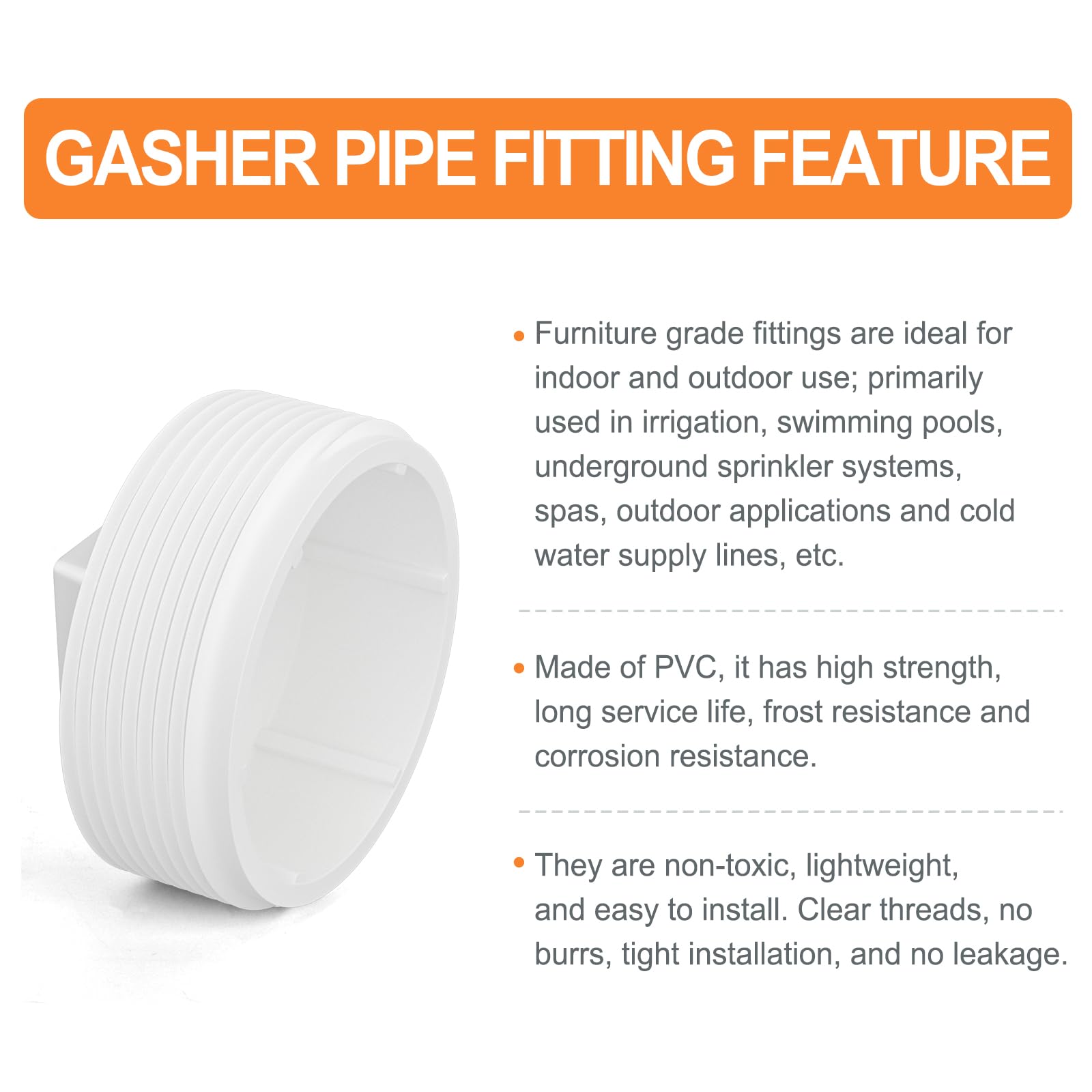 GASHER 10pièces PVC Nettoyage Bouchon 32mm BSP Mâle, Adaptateur De Capuchon D'extrémité, Fermeture De Bouchon De Raccordement De Tuyauterie Pour La Maison Ou L'industrie, Ligne D'eau De Plomberie