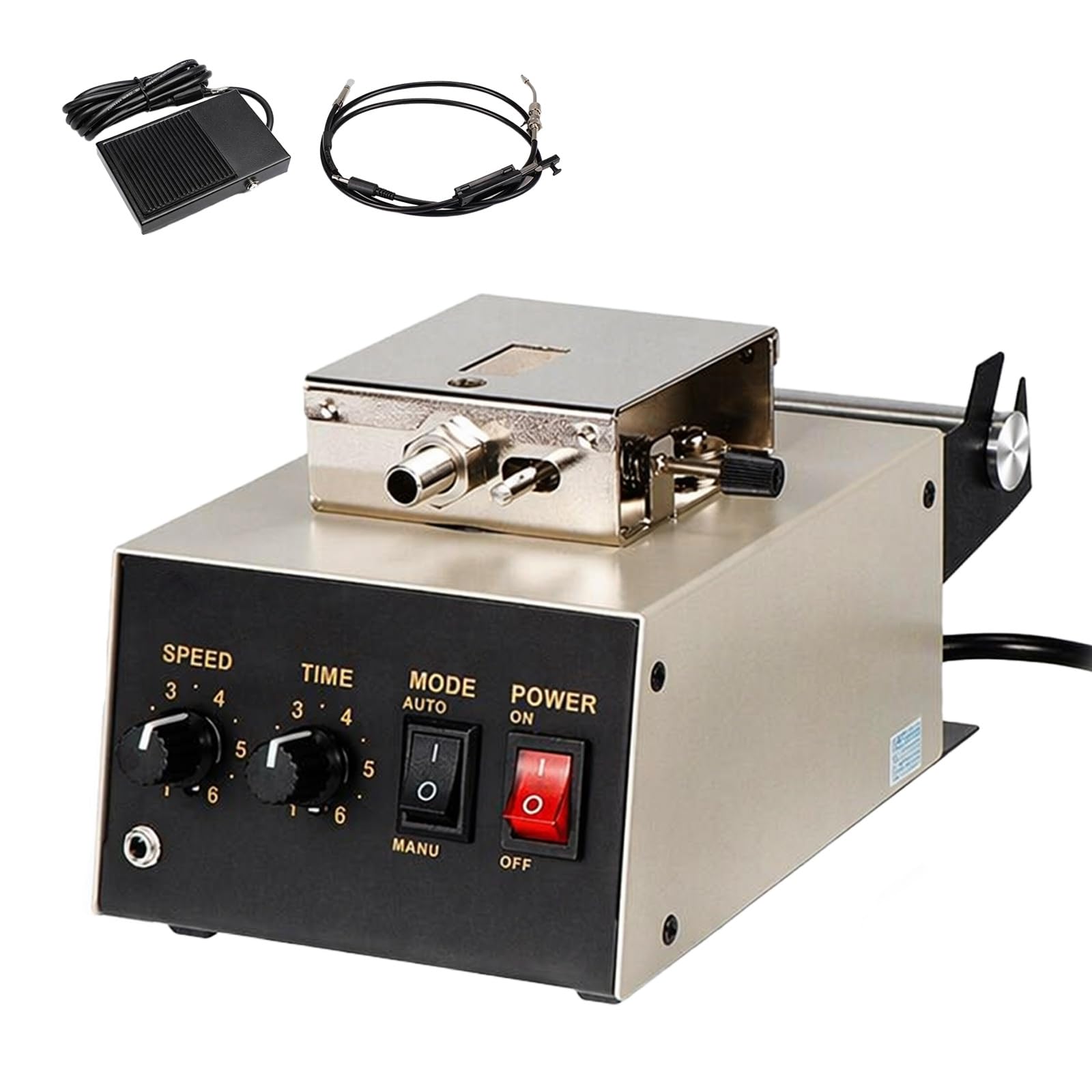 Automatyczny dozownik lutu, regulowana prędkość i czas, do montażu PCB | Drut lutowniczy 0,6-1,6 mm, automatyczny i ręczny, 4,5-26 mm/s, przełącznik nożny, akcesorium spawalnicze