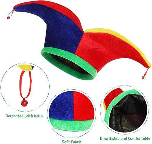 Miniatura 6 de Didiseaon 2Pcs Jester Hat Jester Clown Hat with Bells, Funny Headwear Jester Costume Accessory for Halloween Mardi Gras Carnival Mexico Festival