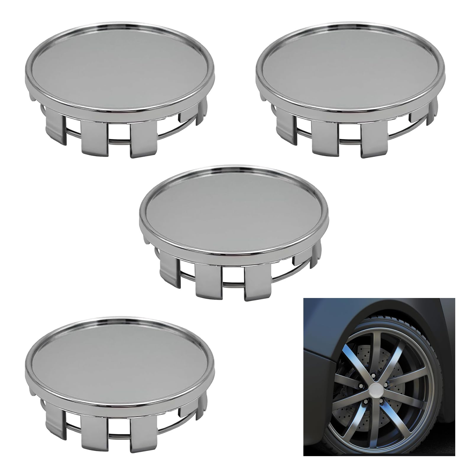 4-Pack Black Wheel Center Hub Caps - 2.36 Inch, Snap-On Design, Protects From Dust & Rust