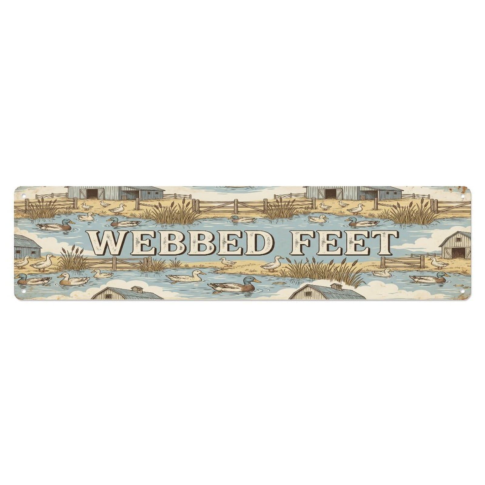 Xanthor Style Metal Tin Sign Vintage Pen Web Duck Farmhouse Funny Duck Backyard Farm