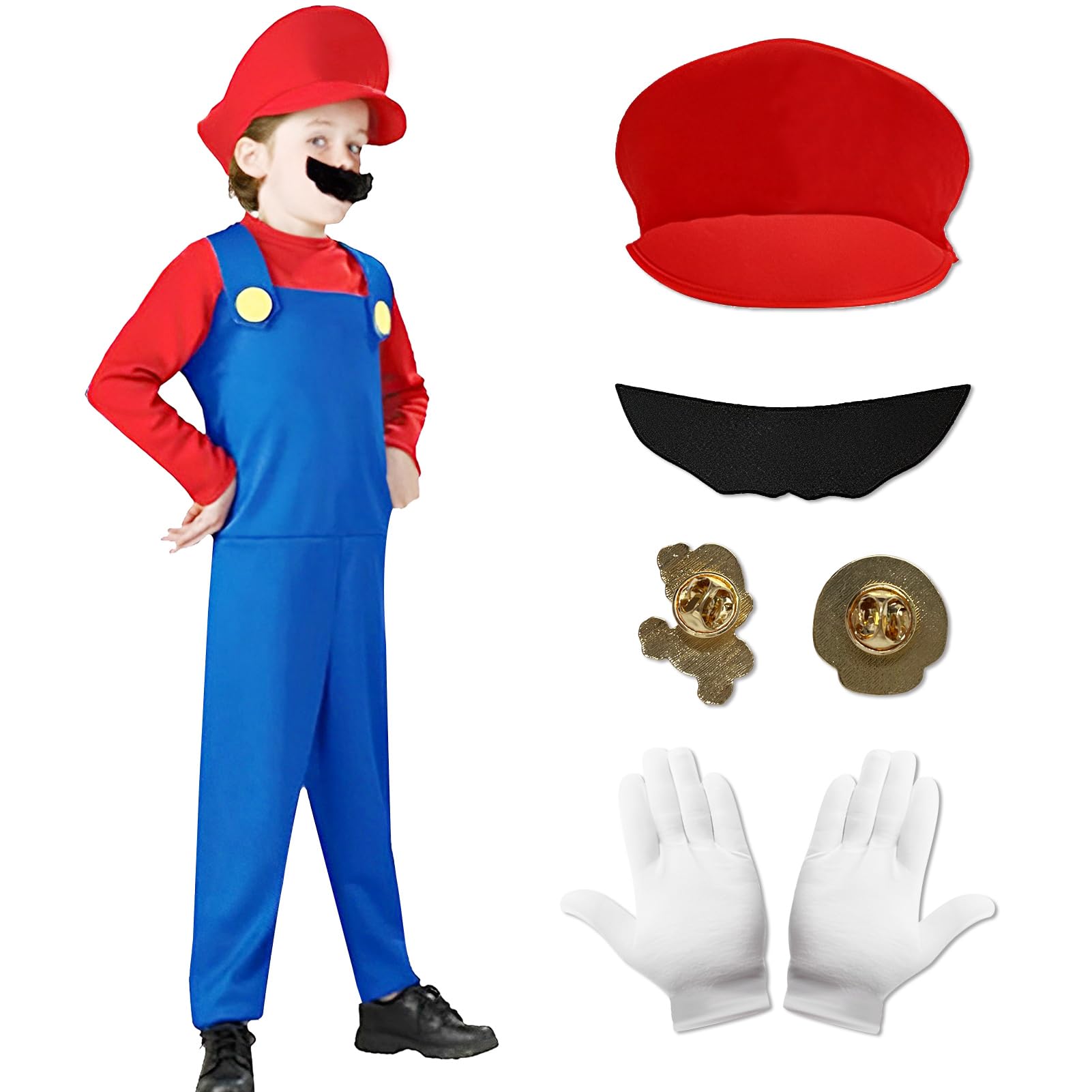 Maryparty Super Mario Costume Mario Fancy Dress Costume Set for Kids