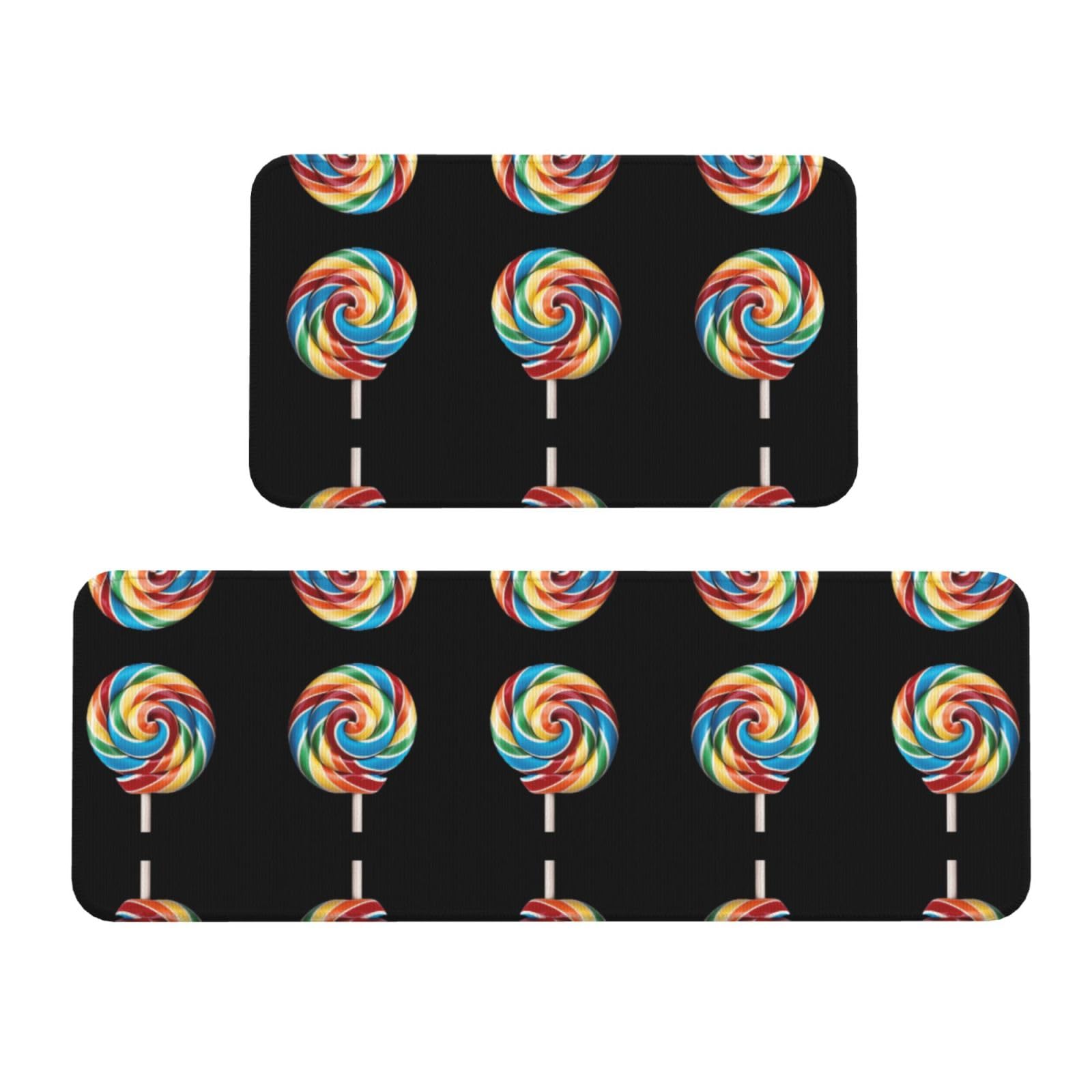 Alfombrillas de cocina con piruletas para lavadero y entrada de casa, juego de 2 piezas