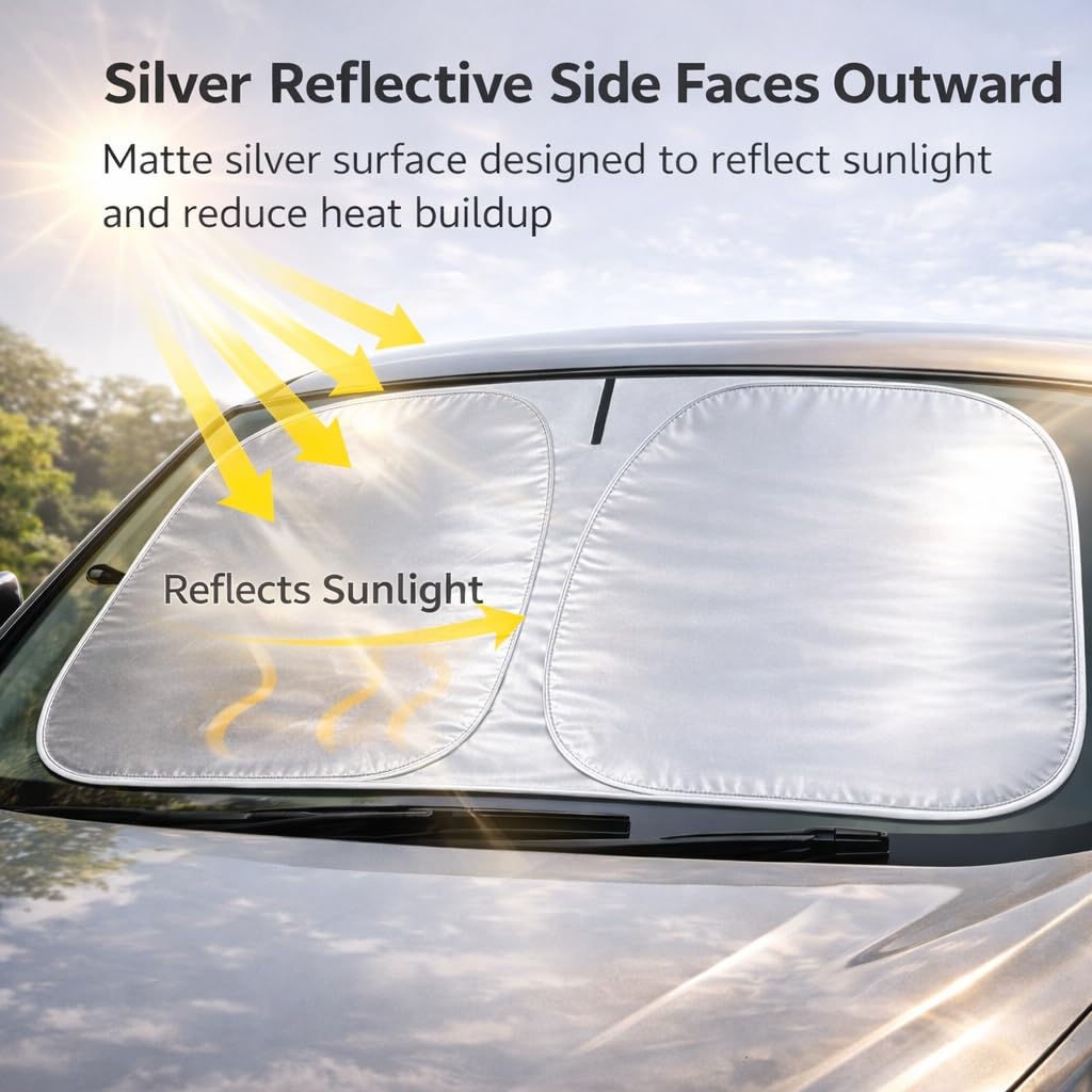 Parasole Auto Parabrezza Interno, Pieghevole, Riflettente, Protezione UV,142 * 70cm