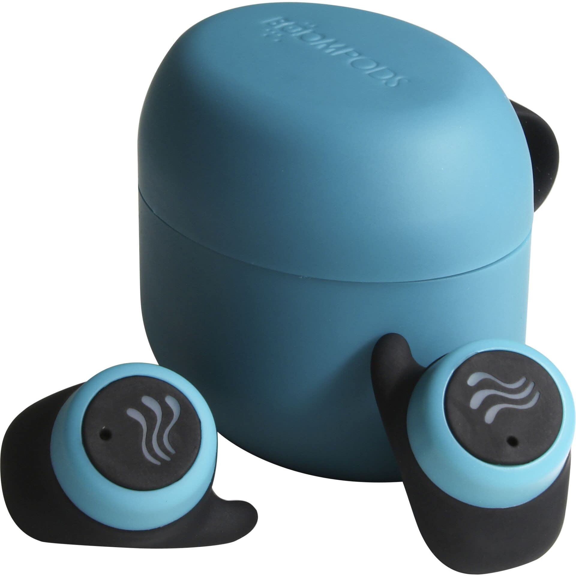 Boompods Soundwave Cuffie Bluetooth - Auricolari Bluetooth Sport con Microfono, 37 Ore di Autonomia e Impermeabili IPX6, Plastica Riciclata, Cuffie Wireless per Corsa, Allenamento e Musica, Blu