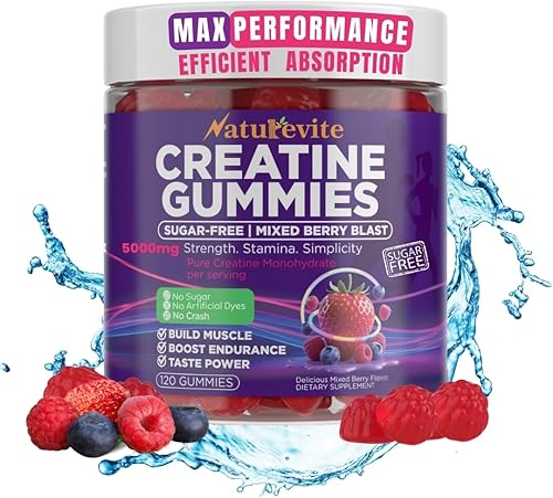 Miniatura 9 de Gomitas de creatina de 5000 mg  Sabor mixto de bayas, crecimiento muscular, fuerza, recuperación y apoyo cognitivo  0.18 oz de monohidrato de