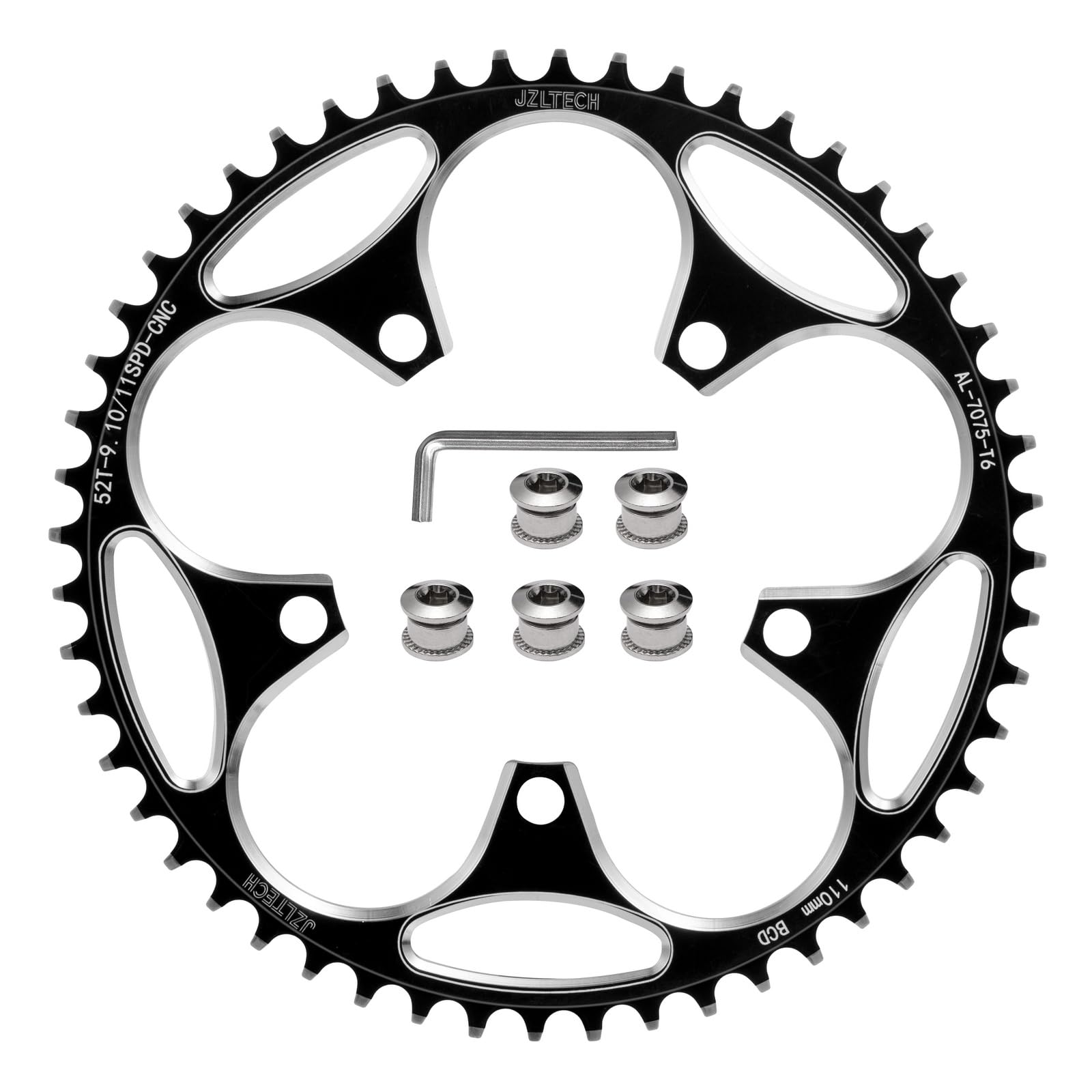 JZLTECH 110 BCD Bike Chainring: 36T 38T 40T 42T 44T 46T 48T 50T 52T 54T 56T 58T Round Narrow Wide Chainring, Single Bicycle Chain Ring for 8 9 10 11