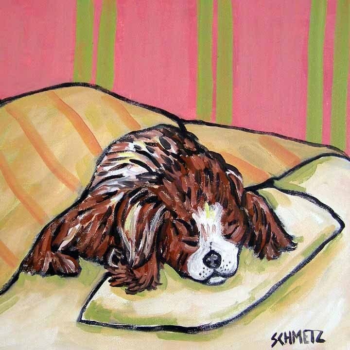 Cavalier King Charles Spaniel bedroom Dog Art coaster tile gift JSCHMETZ (Size 4.25x4.25, Backing with 4 cork dots)