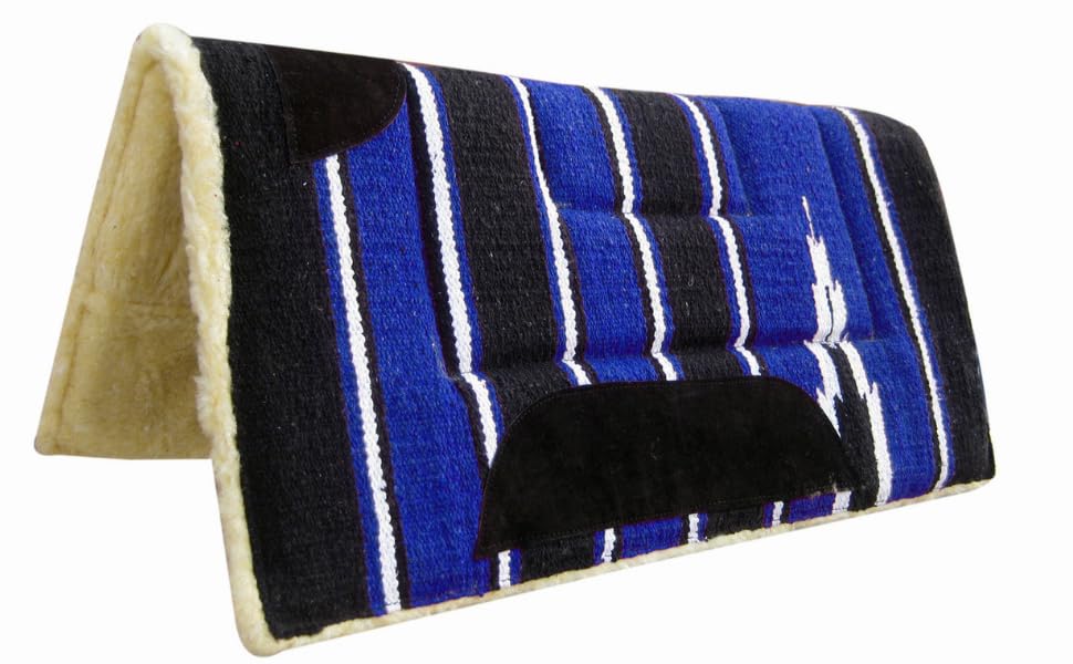 Aces Equine Western Saddle Pad Numnah Cow Boy Fleece Blue 32 x 32 1.5 Inches Thick