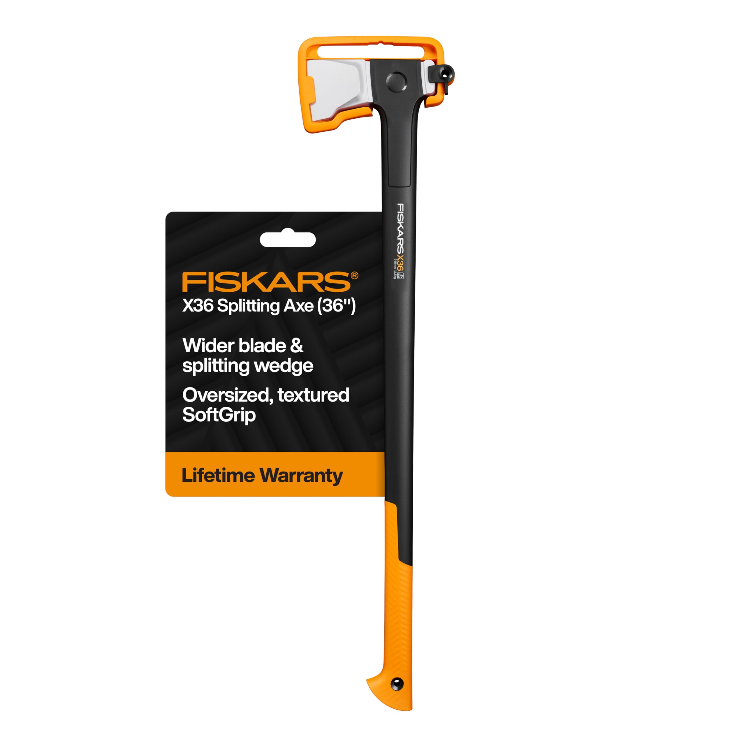 Fiskars X36 Super Splitting Axe 36", Forged Steel Blade for More One-Strike Splits on Large Logs, Shock-Absorbing FiberComp Handle & Low-Friction Coating for Easy Removal & Rust Protection