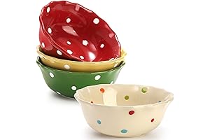 AVLA 4 Pack Polka Dot Porcelain Dessert Bowls