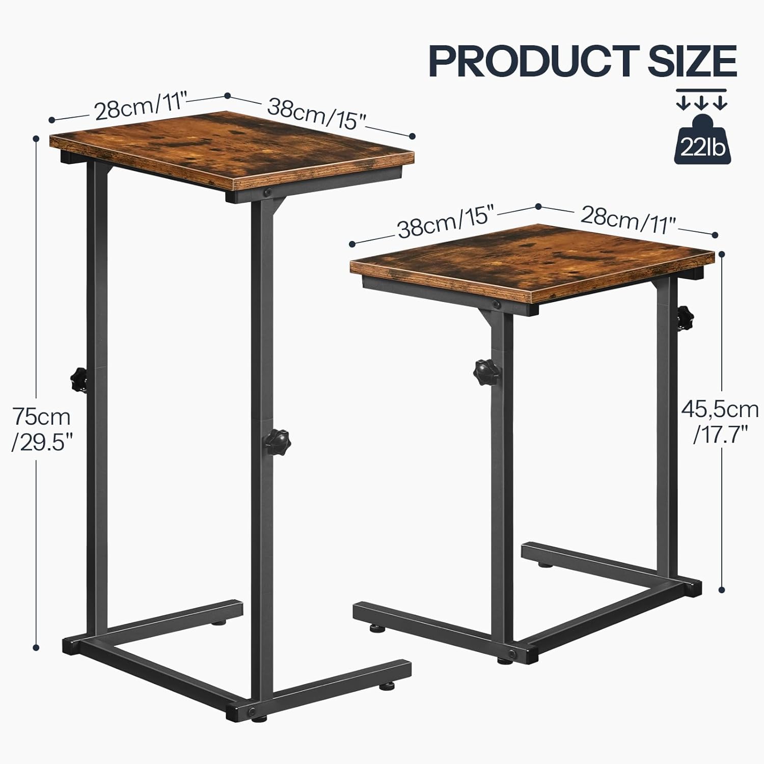 HOOBRO Narrow Console Table and C Shaped End Table, 29.5" Small Entryway Table, Adjustable Height Side Table for Sofa, Couch Table for Small Space, BF75XG01-BF71SF01