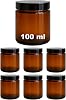 Afracam 100 ml Cam Kavanoz Amber 100 cc Kozmetik Krem Kavanozu Siyah Kapaklı 6 Adet