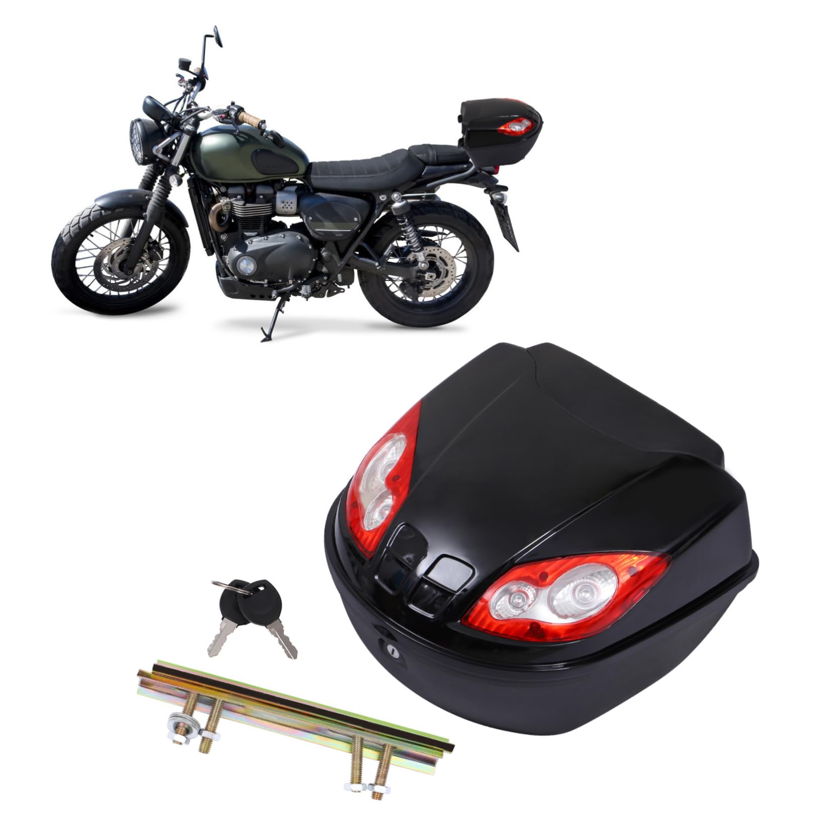 TIDTALEO Motorcycle Rear Box Tail Trunk Luggage Case for Motorbike Parts Engineering Black Color