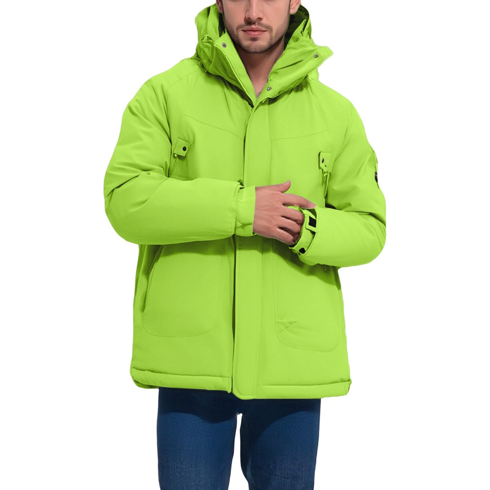 Giacche impermeabili da uomo con cappuccio Giacche da trekking da uomo giacca antivento imbottita ispessita giacca antivento autunno/inverno giacca da esterno con tasche con cerniera cappotti casual