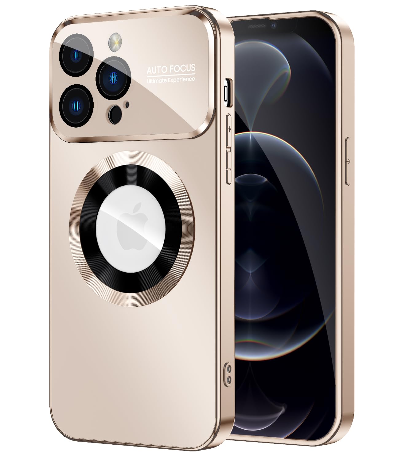 MAKAVO Magnetic for iPhone 12 Pro Max Case, Compatible with MagSafe, Built-in Camera Lens Protector, Logo View, Military Grade Drop Proof Phone Case