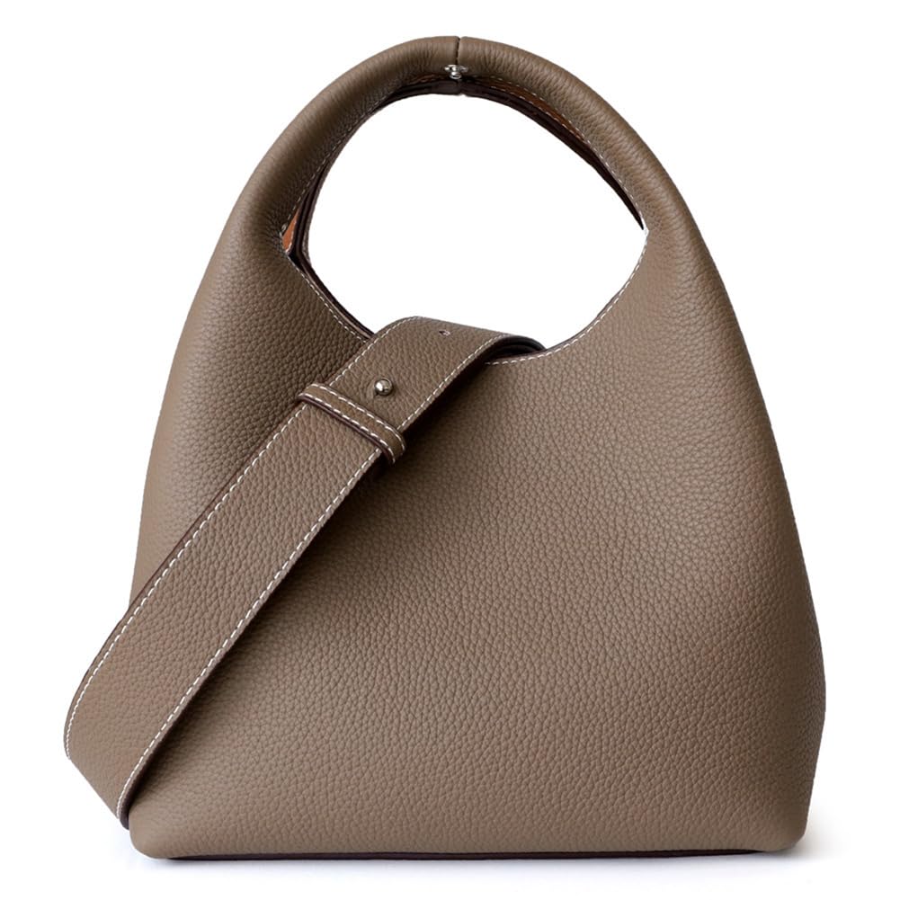 HICARRY Leather Handbags for Women, Bucket Bag Vegetable Basket Shoulder Crossbody Bags, Ladies Trendy Ladies Designer Commuter Handbag Color Blocking