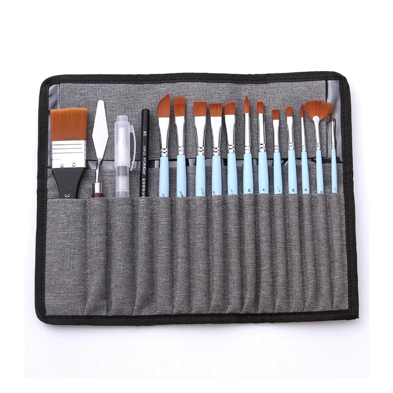 Ensemble De 24 Pinceaux en Nylon pour Gouache Et Acrylique, Idéal pour Les Artistes Et Les Étudiants.(Bleu)