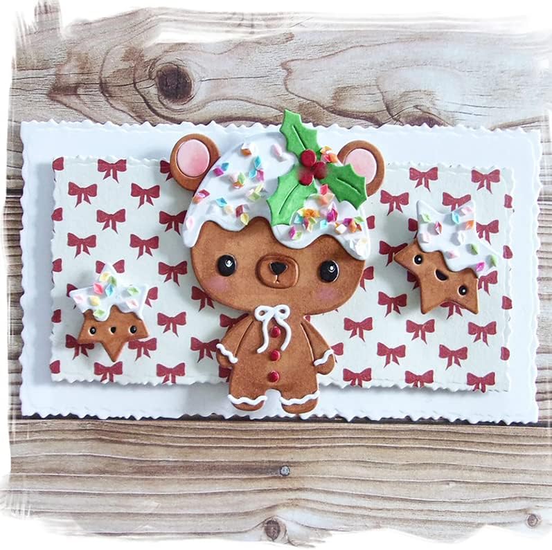 Miniatura 2 de Galletas de oso de Navidad, troquelados de corte de metal, manualidades de bricolaje, galletas de oso, álbumes de recortes, tarjetas de papel,
