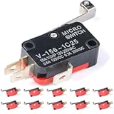 10pcs V-156-1C25 Micro Limit Switch SPDT with Silver Base Contact and Roller Lever for Industrial Automation
