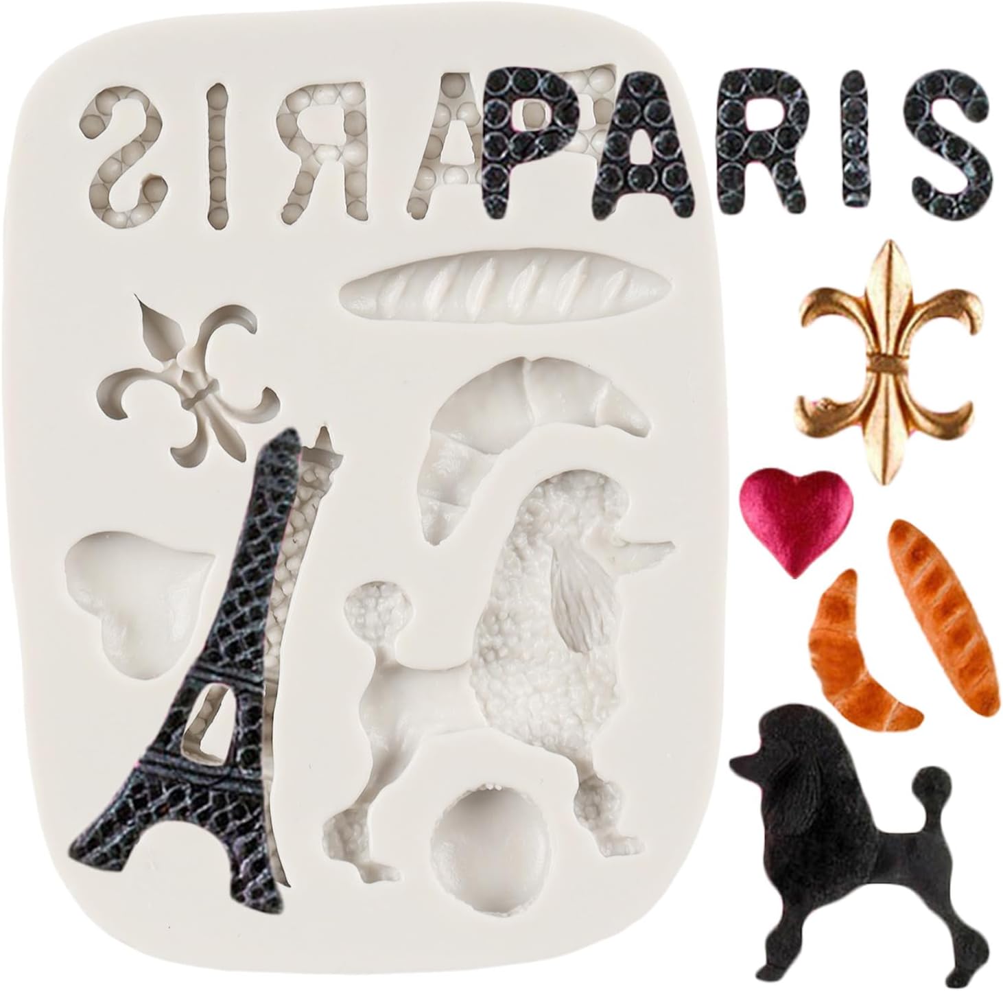QDMOLDS I Love Paris Fondant Molds Eiffel Tower Poodle