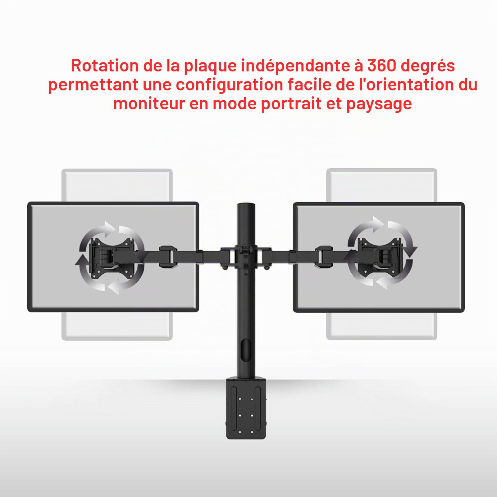 Fleximounts D1D Support de Bureau pour 2 Écrans LCD de 10"-27" (25cm-68cm), Clamp Équipé, Charge Max 10kg par Moniteur