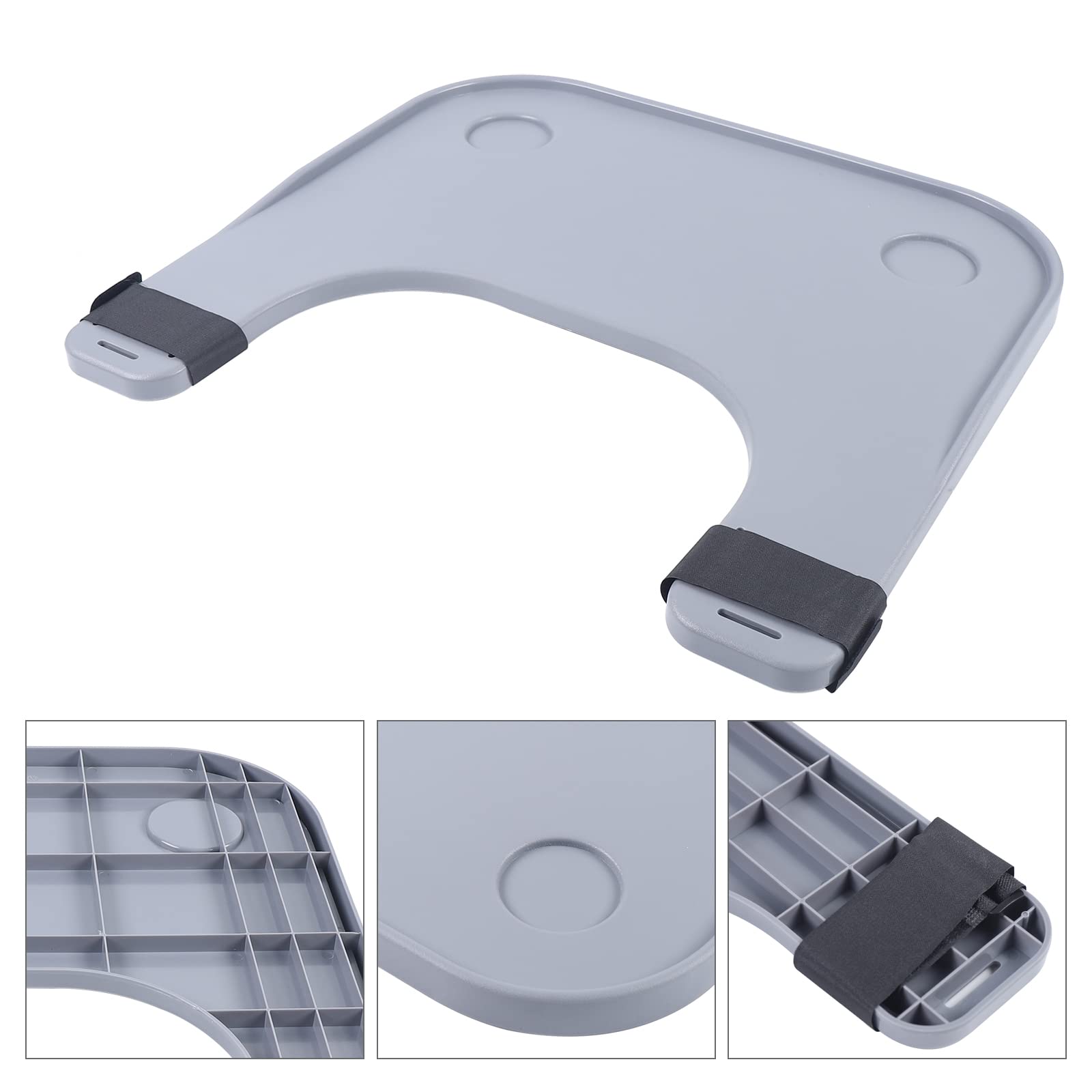 Essen Rollstuhl-Schoß-Tablett-Tisch Rollstuhl Tischbecherhalter, Verdickung Verbreiterung Abnehmbarer Schoß Tablett Tisch mit Getränkehalter,für Behinderte Lesen Schreiben,52 x 58 cm,grau