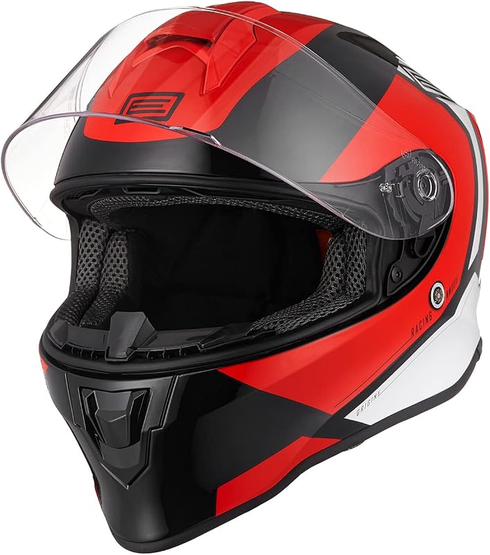 ORIGINE Casco Moto Integral con Visera para Adultos y Niños Homologado ECE (Bolt Gloss Red Black,L)