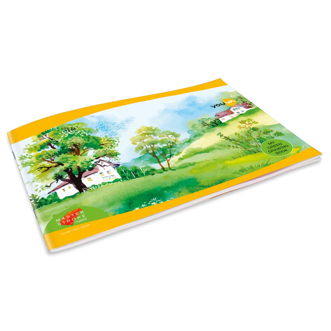 YOUVA Navneet Carnet de dessin vert | 21 cm x 29,7 cm | 56 pages | Lot de 12