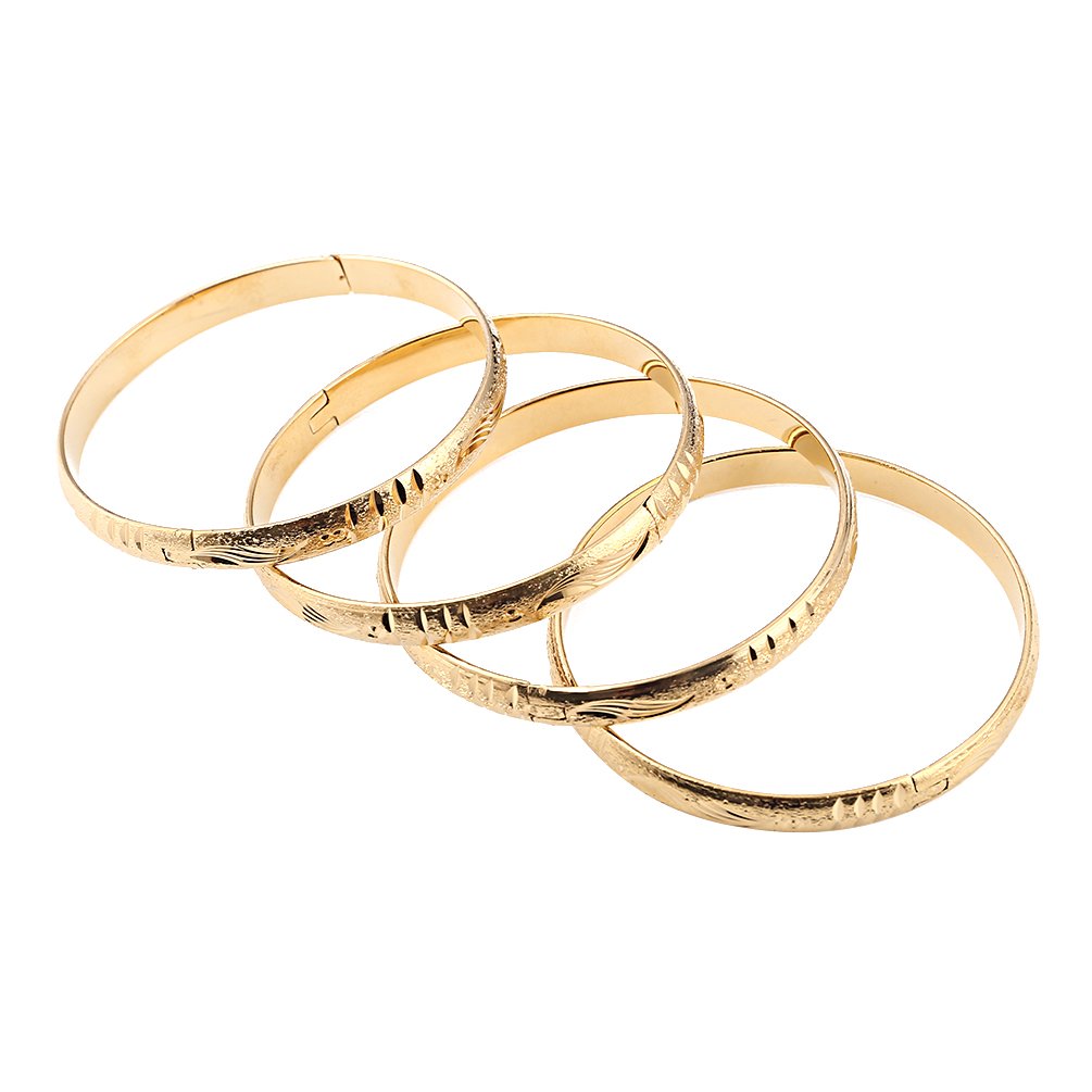 4pcs 8mm Dubai Gold Bangle Bracelet 18k Gold Plated Women Decoration Party Bangle African Ethiopian Jewelry