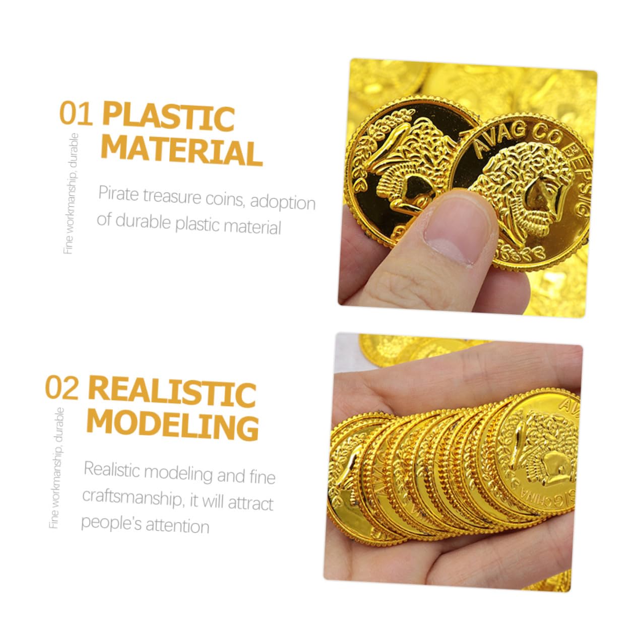 Pièces de Monnaie en Plastique 300pcs pour Trésor Pirate Ambiance Halloween