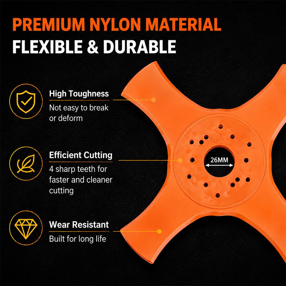 Lame Nylon pour Débroussailleuse pour Hecht 154 Disque de Coupe de Remplacement Coupe Herbe Trou Central 26mm,4T