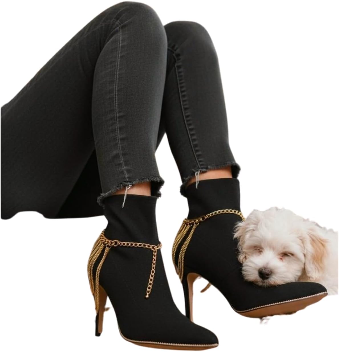Women’s Gold Tone Boot Chain Bracelets Pair, Multi Layer Draped Shoe Anklet Jewelry, Adjustable 11–15 In, Festival And Concert Accessory BC106