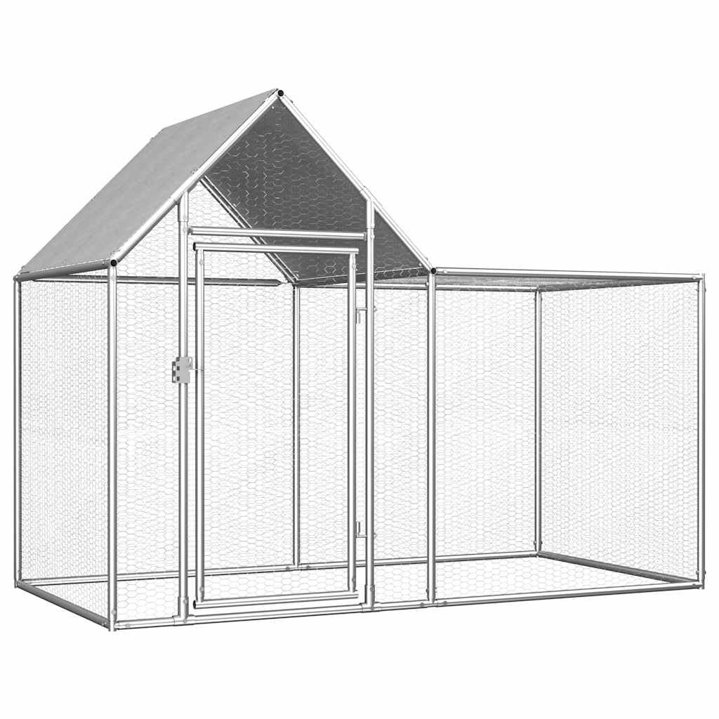 Hühnerstall 2x1x1,5 m Verzinkter Stahl Freigehege für Hühner, Kaninchen, Enten, Gänse Heimtiergehege Vogelkäfig