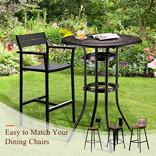 Vingli BARTABLE Outdoor Bar Table, Cast Aluminum Bar Height Patio Table With Umbrella Hole Patio Dining Table thumb #5
