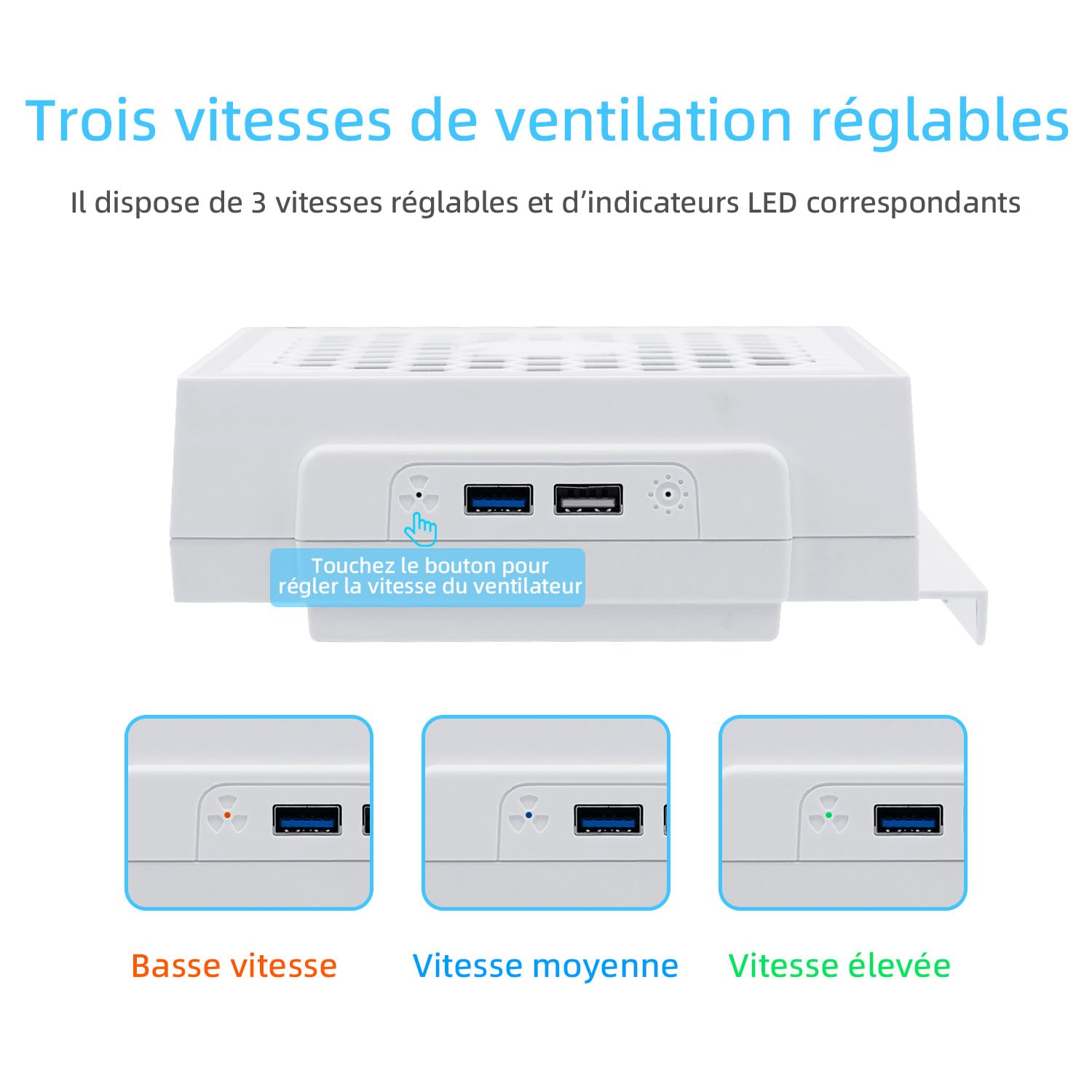 Mcbazel Horizontal Ventilateur de Refroidissement pour Xbox Series S avec LED RGB, 2 Ports USB, 3 Niveaux de Vitesse Réglable