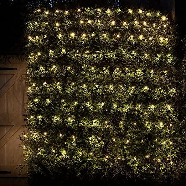 Dazzle Bright Christmas 200 LED Net Lights, 9.8 FT x 6.6 FT Connectable Mesh Lights with 8 Lighting Modes, Christmas Decorations for Indoor Outdoor Bush Yard Garden Decor (Warm White)