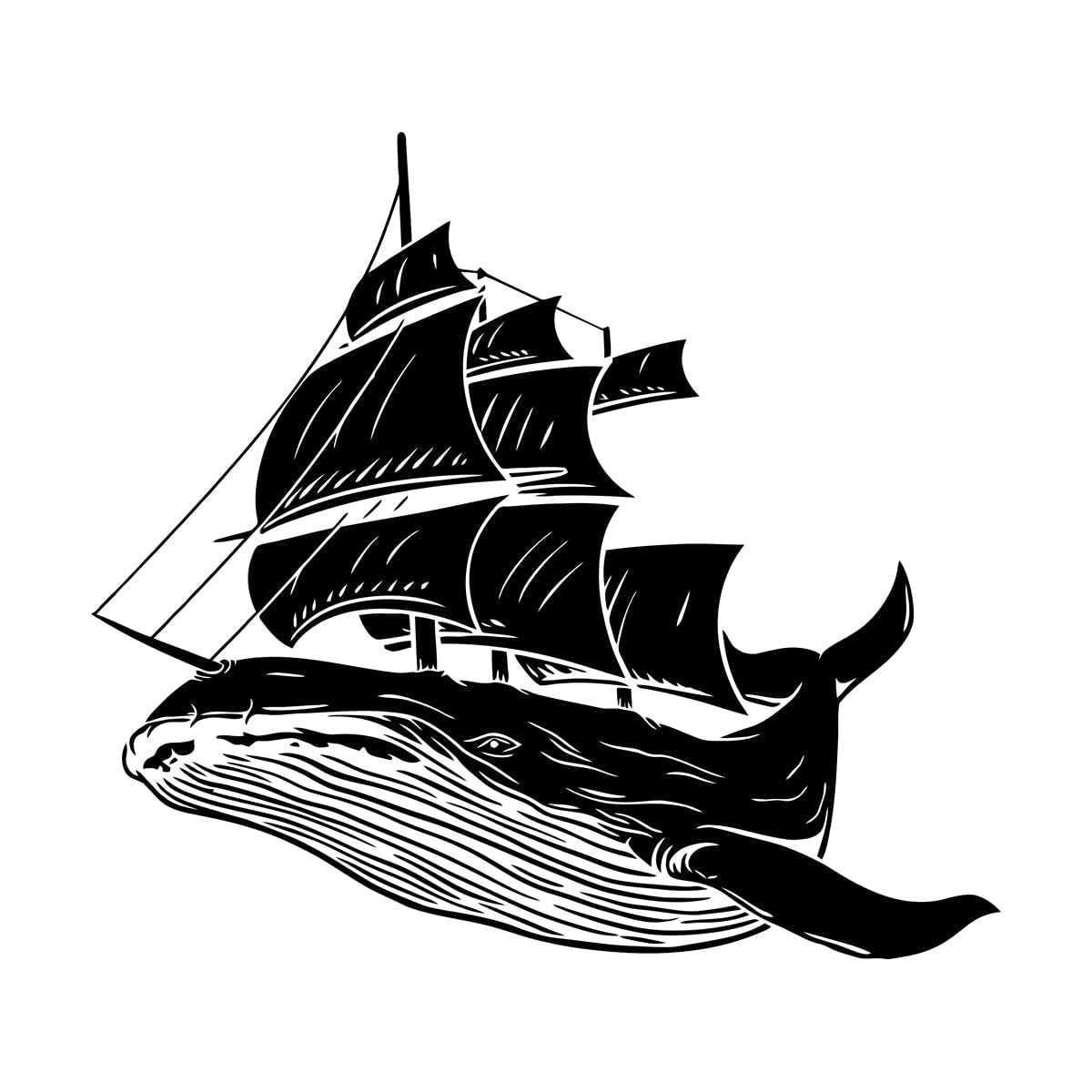 Whale Fish Ship Sea Weaves Marine Kids Wall Stickers Paster Paper 36x40.3cm It Won't Fall Off Small Black — image 1