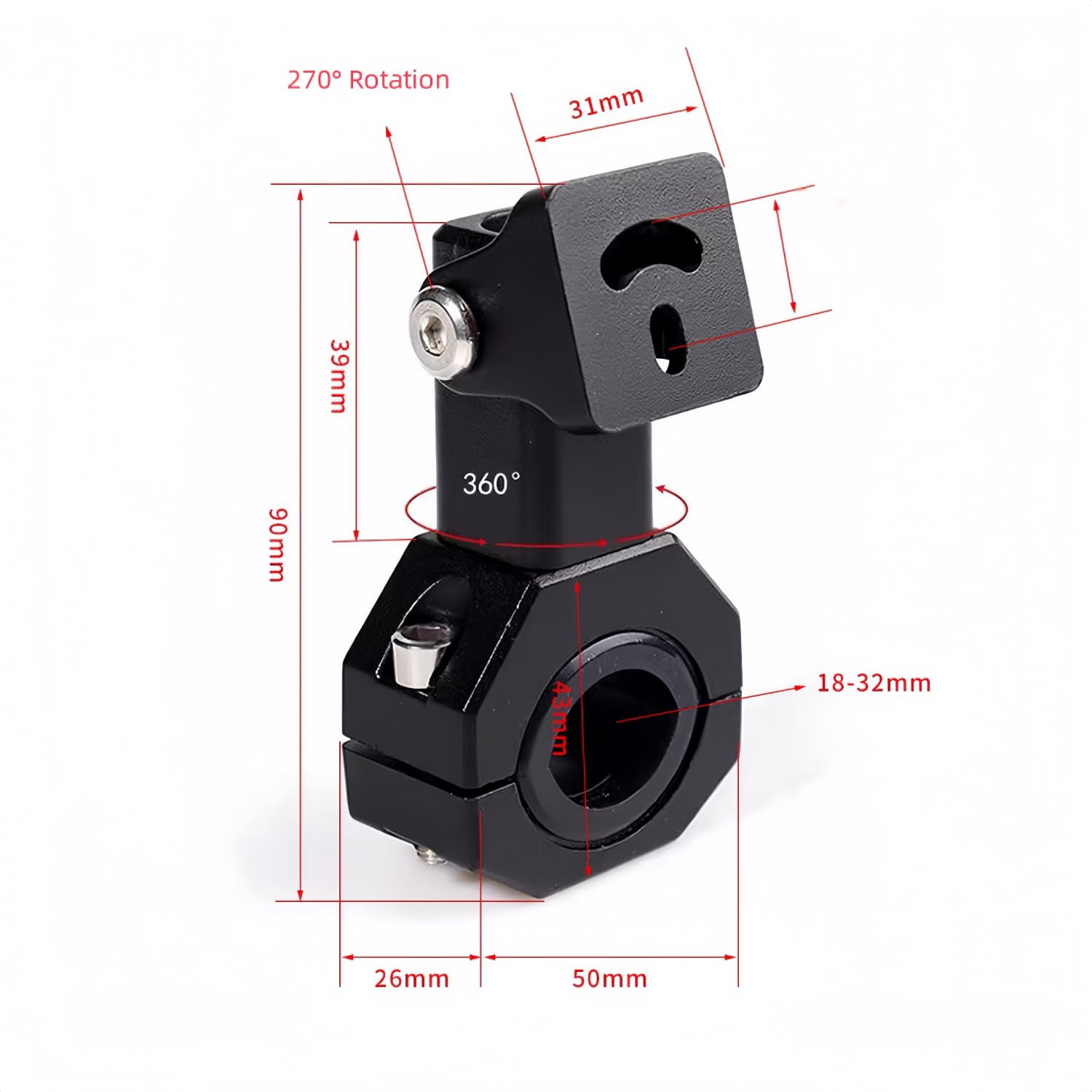 Supporto Del Faro Del Motociclo Staffa Di Montaggio Antinebbia Regolazione A 360 Gradi Adatto Per Barre Di Protezione Da 18 A 32 mm