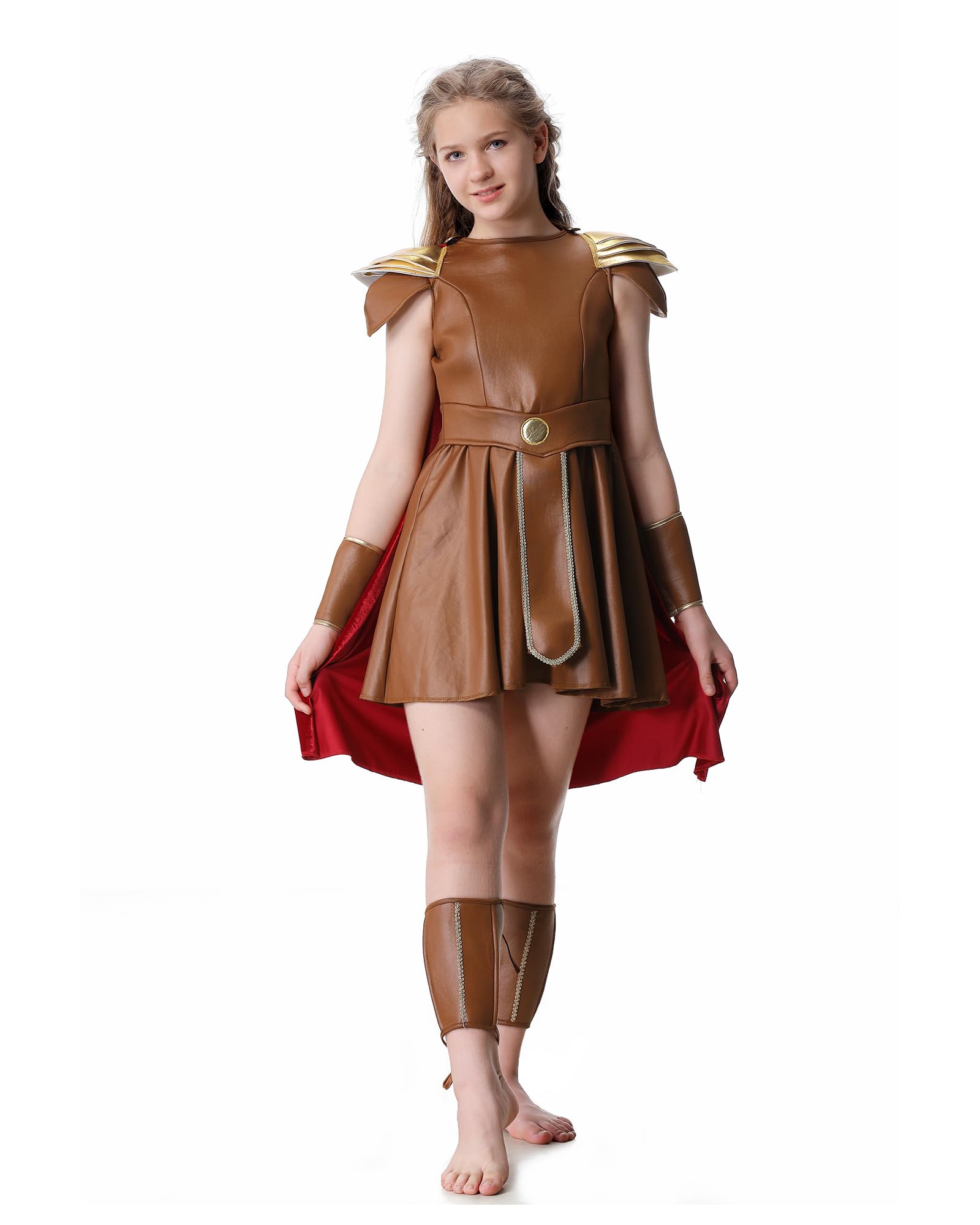 maxToonrain Girls Roman Soldier Costume Kids Warrior Gladiator Outfits for Viking Greek Historical Theme Role Playing Party