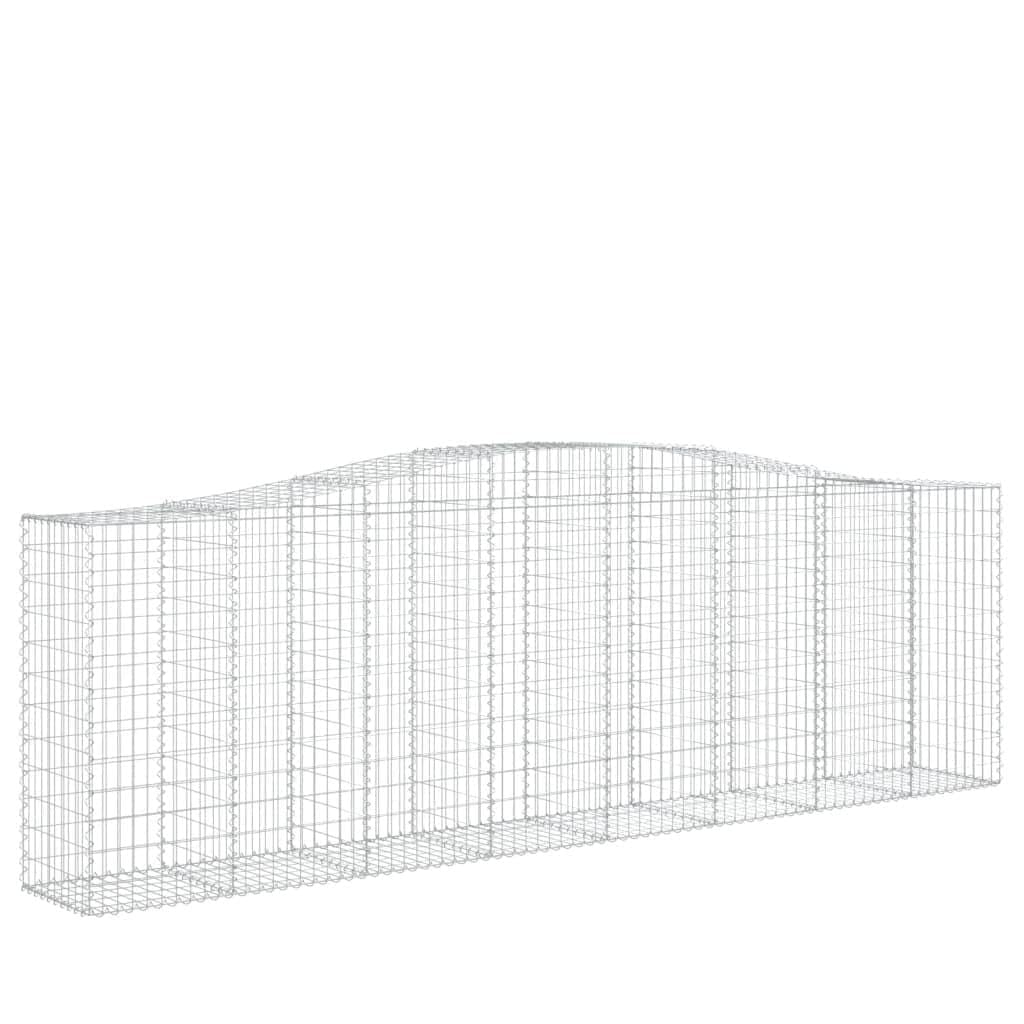 Gaviones con arco alto, 25 unidades, 400 x 50 x 120/140 cm, color plateado | Resistente muro de piedra para protección visual y protección contra el viento para patio delantero, terraza y exterior.