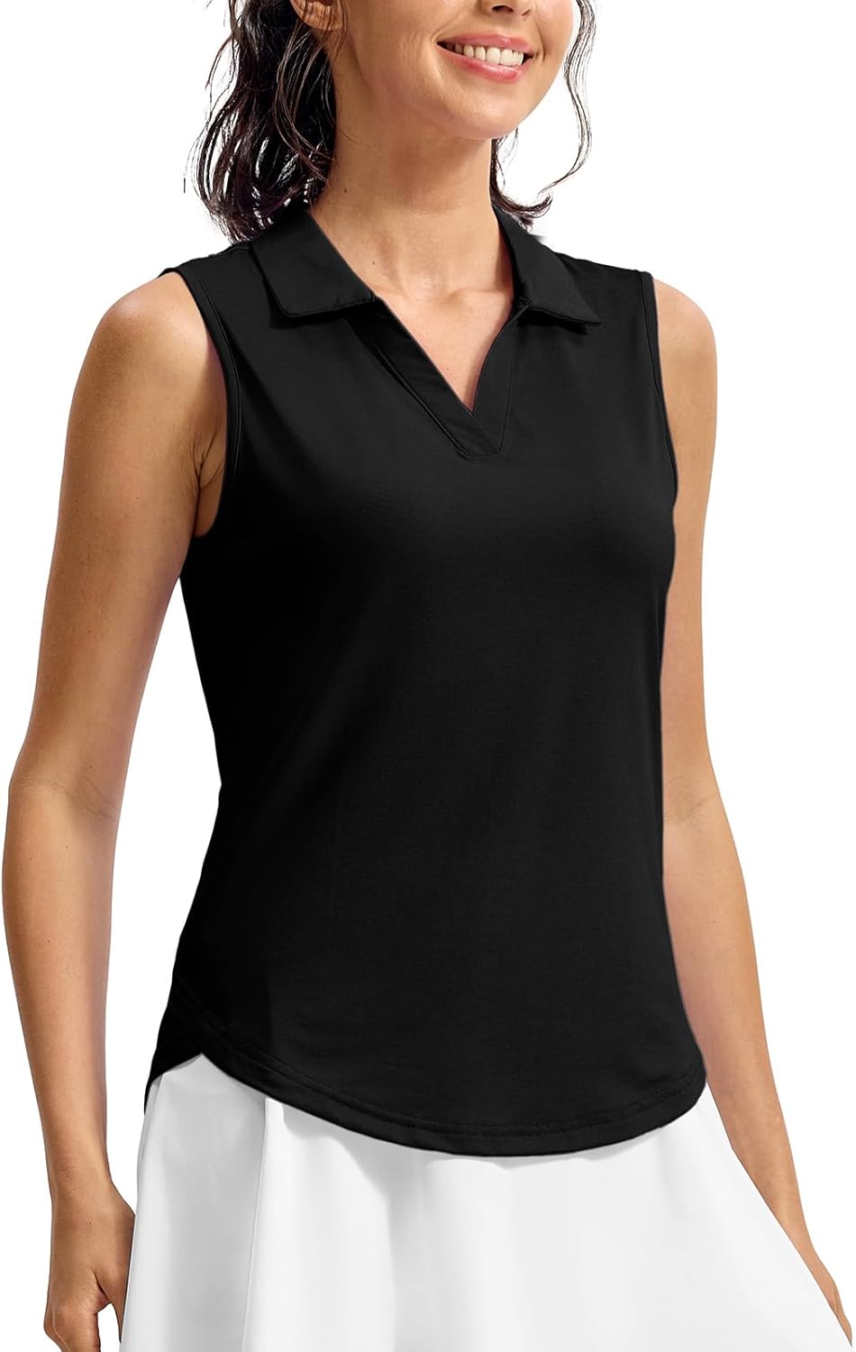 Rdruko Women's Sleeveless Golf Shirts Collared V-Neck Tennis Tank Tops Polo UPF 50+ Lightweight Quick Dry Shirts - Image 2