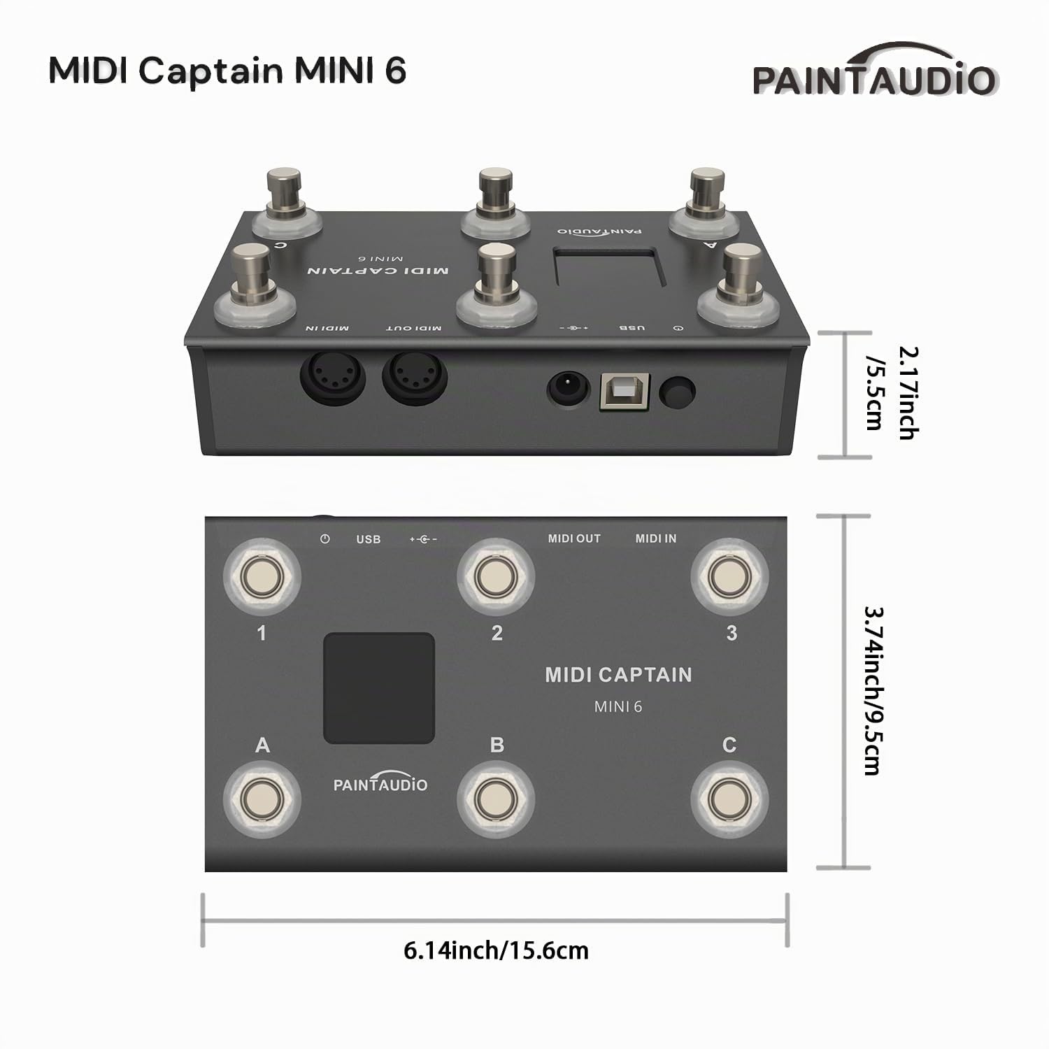 PAINTAUDIO Contrôleur MIDI Captain Nano 4/Mini 6 pieds Multi-Effets Claviers Synthétiseur USB-MIDI Logiciel musical Bias Support tous les PC/CC/Note Commander (MIDI Captain Mini 6)