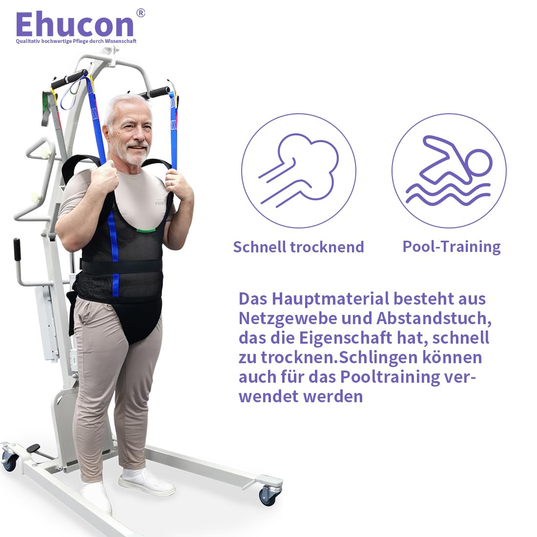 Patientenlifter-Hebegurt Medizinische Transferschlinge für das Gehtraining von Patienten, 500lbs Sicherheitsarbeitslast (Extra groß)