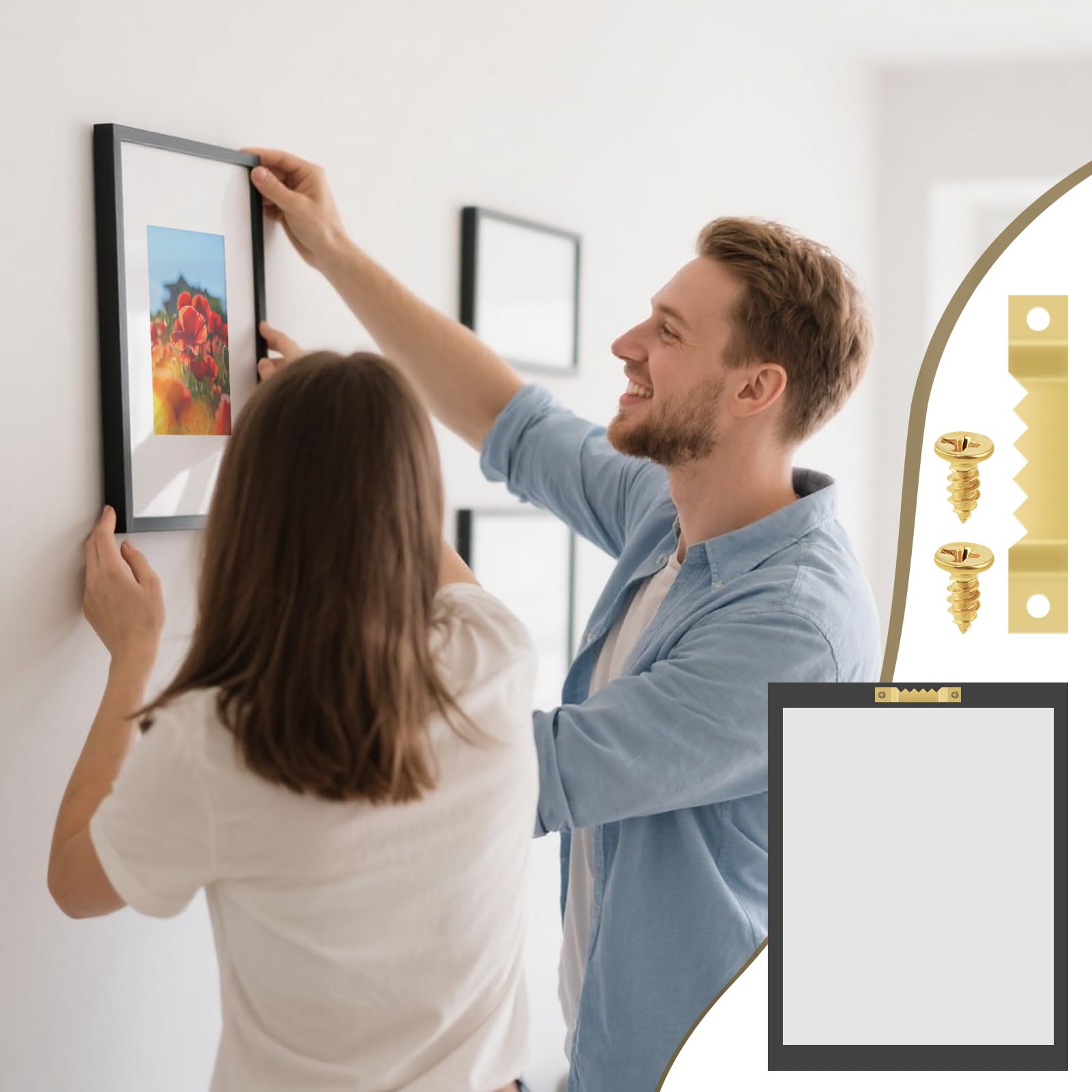 Image secondaire de 30 Pièces Accroche Tableau Crochet Cadre,Fixations pour Cadres,Mural Attache Cadre Accroche Cadre ,pour Cadres Photo Affiches Pe