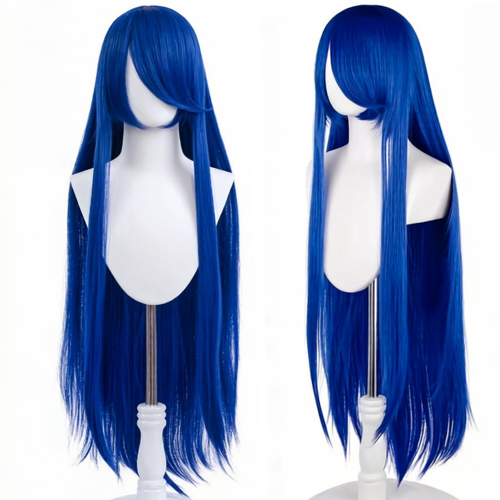 PORSMEER 100cm/40inch Long Straight Cosplay Wig, Synthetic Heat Resistant Hair with Bangs for Women Anime Party Costume Halloween (Blonde)