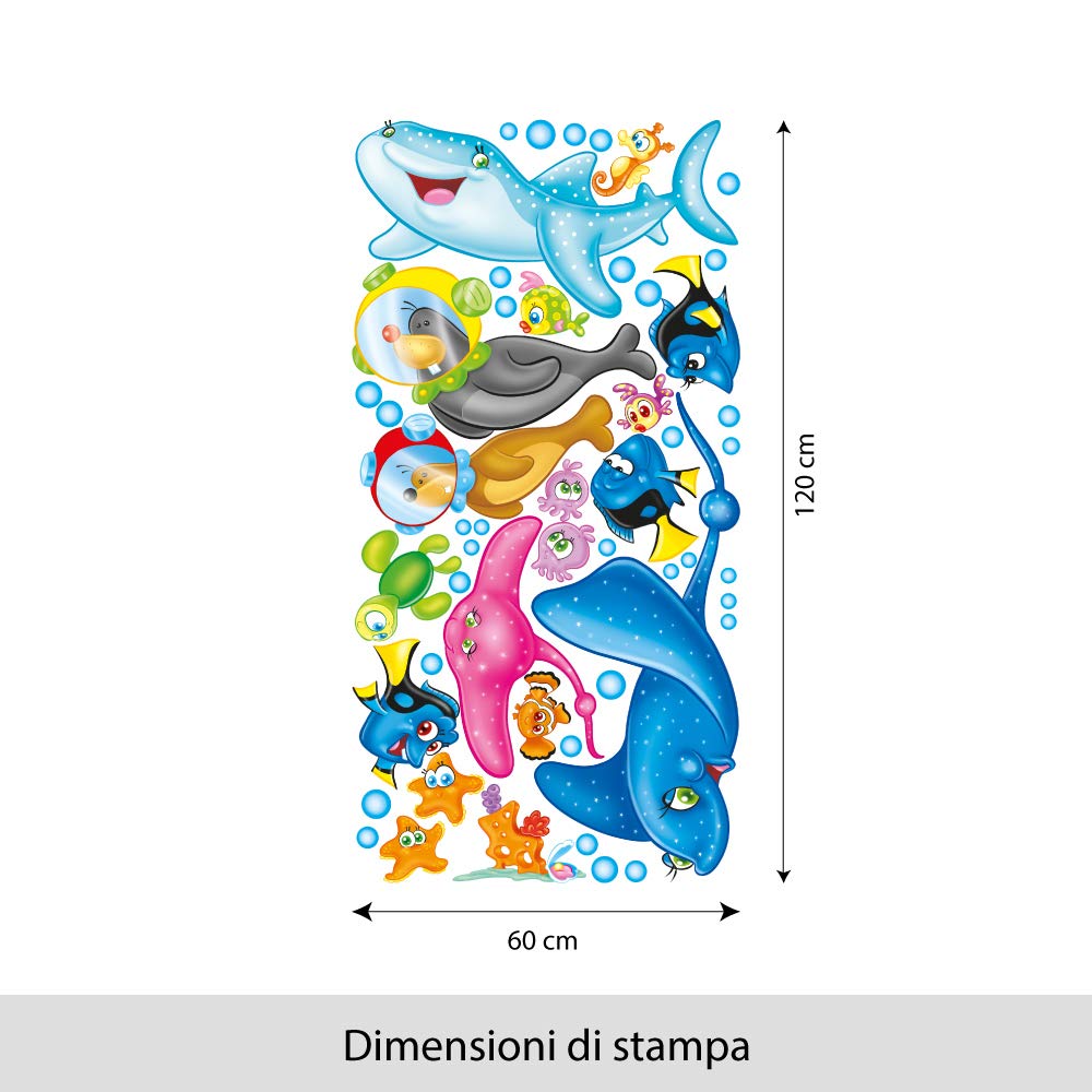 RCC0042 Stickers muraux Effet Tissu Doux décoration Murale bébé Nouveau-né pépinière Chambre Maternelle Papier Peint adhésif - Poisson mer océan