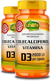 Kit 2 Vitamina D Colecalciferol 60 cápsulas Unilife